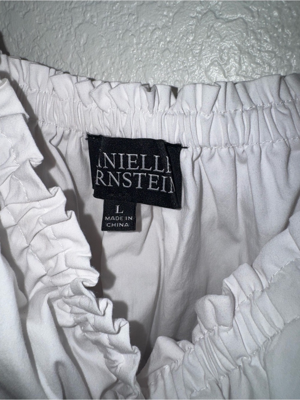 Danielle Bernstein White Tiered Poplin Smocked Bodice Puff Sleeve Midi Dress L - Picture 6 of 13